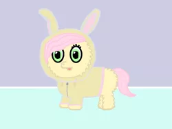 Size: 800x600 | Tagged: animal costume, artist:crossbone, bunny costume, bunny hood, bunnyshy, clothes, costume, cute, derpibooru import, fluffy pony, fluffy pony original art, fluffyshy, fluttershy, hoodie, looking at you, open mouth, safe, smiling, solo