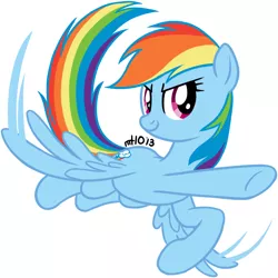 Size: 1000x1000 | Tagged: safe, artist:empty-10, derpibooru import, rainbow dash, pegasus, pony, female, flapping, flying, mare, simple background, solo, white background