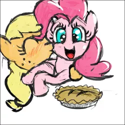 Size: 256x256 | Tagged: applejack, applepie, artist:untiltheballoons, derpibooru import, female, food, lesbian, pie, pinkie pie, safe, shipping