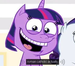 Size: 386x338 | Tagged: caption, catholicism, christianity, derpibooru import, edit, edited screencap, meme, .mov, religion, safe, screencap, slaverty, swag.mov, twilight sparkle, youtube caption