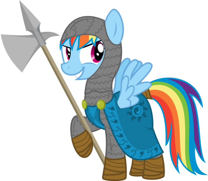 Size: 1004x874 | Tagged: armor, artist:xenoneal, derpibooru import, fantasy class, halberd, knight, rainbow dash, safe, simple background, svg, .svg available, transparent background, vector, warrior, weapon