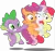 Size: 5000x4736 | Tagged: safe, artist:the-crusius, derpibooru import, apple bloom, scootaloo, spike, sweetie belle, dragon, earth pony, pegasus, pony, unicorn, absurd resolution, cutie mark crusaders, holding, holding a pony, simple background, transparent background, vector