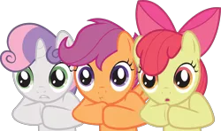 Size: 6006x3545 | Tagged: apple bloom, artist:the-crusius, cutie mark crusaders, derpibooru import, reaction image, safe, scootaloo, simple background, sweetie belle, transparent background, vector