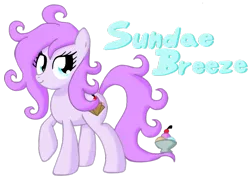 Size: 900x645 | Tagged: artist:quarium, cute, derpibooru import, food, ice cream, looking at you, oc, raised hoof, safe, simple background, smiling, solo, sundae breeze, transparent background, unofficial characters only