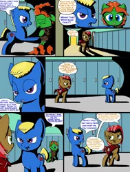 Size: 2500x3300 | Tagged: artist:silvathebrony, babs seed, cape, clothes, comic, derpibooru import, hall, locker, oc, safe