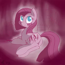 Size: 1000x1000 | Tagged: artist:crade, derpibooru import, grimdark, pinkamena diane pie, pinkie pie, self harm, solo