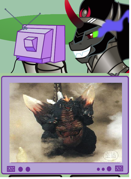 Size: 568x772 | Tagged: derpibooru import, exploitable meme, godzilla (series), kaiju, king sombra, meme, obligatory pony, safe, spacegodzilla, tv meme