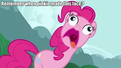 Size: 960x540 | Tagged: safe, derpibooru import, edit, edited screencap, screencap, pinkie pie, earth pony, pony, too many pinkie pies, clone, faic, female, mare, open mouth, pinkie clone, pinkie frogmouth, roflbot, solo