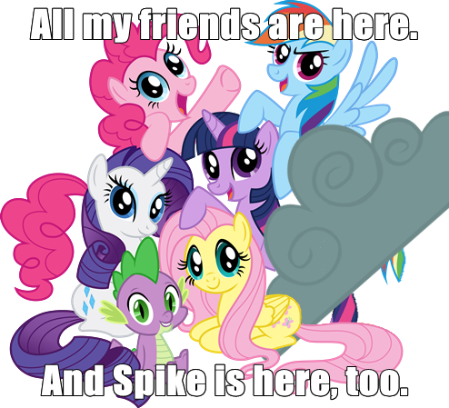 Size: 494x449 | Tagged: cloud, derpibooru import, fluttershy, friendship is witchcraft, my friends and zoidberg, pinkie pie, rainbow dash, raincloud, rarity, safe, spike, twilight sparkle