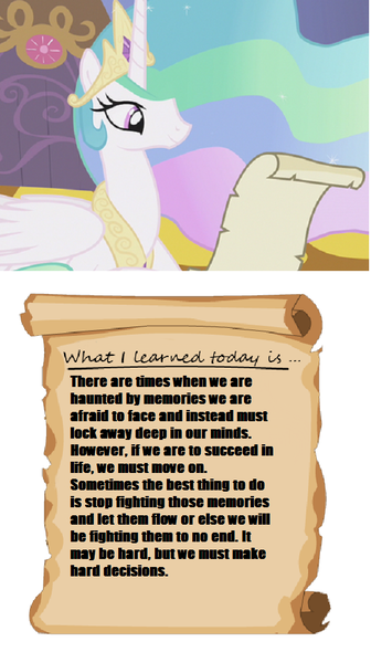 Size: 561x1001 | Tagged: safe, derpibooru import, princess celestia, alicorn, pony, female, jewelry, mare, peytral, princess celestia's letters for the day, regalia, scroll, solo, text