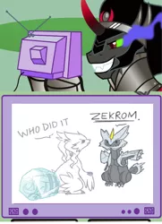 Size: 508x700 | Tagged: crossover, derpibooru import, exploitable meme, king sombra, kyurem, meme, obligatory pony, pokémon, reshiram, safe, tv meme