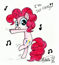 Size: 850x940 | Tagged: artist:strangiesleepy, dancing, derpibooru import, pinkie pie, safe, shuffle, solo