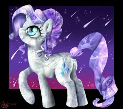 Size: 3500x3088 | Tagged: safe, artist:daughter-of-fantasy, derpibooru import, rarity, crystal pony, unicorn, butt, crystal rarity, crystallized, female, mare, night, plot, solo, stars