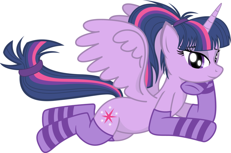 Size: 3620x2404 | Tagged: suggestive, artist:zuko42, derpibooru import, twilight sparkle, twilight sparkle (alicorn), alicorn, pony, alternate hairstyle, clothes, female, mare, ponytail, simple background, socks, solo, striped socks, transparent background, vector