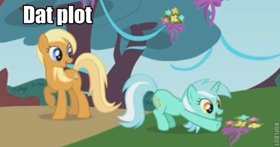 Size: 575x303 | Tagged: apple cobbler, apple family member, butt, dat butt, derpibooru import, duo, edit, edited screencap, lyra heartstrings, meme, plot, roflbot, safe, screencap, swarm of the century, the ass was fat