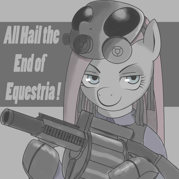 Size: 1200x1200 | Tagged: artist:etonyoc, crossover, derpibooru import, gas mask, grenade launcher, killing floor, m32 mgl, mask, pinkamena diane pie, pinkie pie, safe, solo