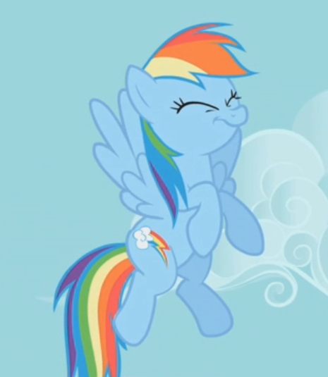 Size: 465x535 | Tagged: cropped, derpibooru import, eyes closed, rainbow dash, safe, screencap, solo, swarm of the century, wavy mouth