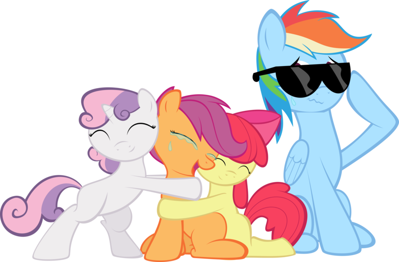 Size: 9282x6114 | Tagged: absurd resolution, apple bloom, artist:iamadinosaurrarrr, cutie mark crusaders, derpibooru import, hug, rainbow dash, safe, scootaloo, scootalove, sweetie belle