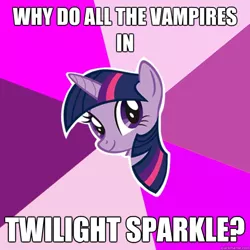 Size: 600x600 | Tagged: advice meme, derpibooru import, exploitable meme, meme, pun, quickmeme, safe, twilight (series), twilight sparkle, vampire