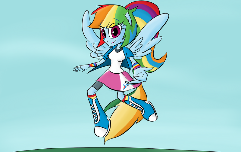 Size: 1280x809 | Tagged: safe, artist:tixolseyerk, derpibooru import, rainbow dash, human, equestria girls, humanized, ponied up, winged humanization, wings