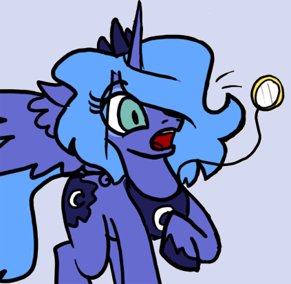 Size: 423x414 | Tagged: safe, artist:jukashi, derpibooru import, princess luna, alicorn, pony, female, mare, monocle, reaction image, s1 luna, shocked, simple background, solo