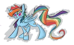 Size: 900x547 | Tagged: artist:cider, bandage, derpibooru import, rainbow dash, safe, solo