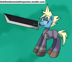 Size: 1280x1100 | Tagged: safe, artist:novaspark, derpibooru import, ponified, pony, 30 minute art challenge, cloud strife, final fantasy, final fantasy vii, sword, weapon