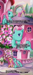 Size: 639x1438 | Tagged: derpibooru import, distraction, flower, g3, lol, minty, name, pinkie pie, pinkie pie (g3), positively pink, puzzlemint, safe, sparkleworks, subtitles, text