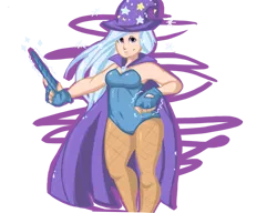 Size: 977x750 | Tagged: artist:slipe, clothes, derpibooru import, fishnets, horn wand, human, humanized, leotard, magician outfit, safe, simple background, transparent background, trixie, wand