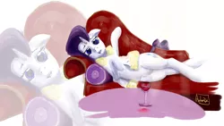 Size: 1920x1080 | Tagged: artist:archonix, derpibooru import, draw me like one of your french girls, fainting couch, female, glass, looking at you, rarity, side, solo, solo female, suggestive, wallpaper, wine glass