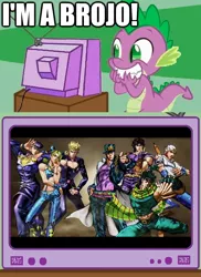 Size: 520x716 | Tagged: derpibooru import, exploitable meme, giorno giovanna, johnny joestar, jojo pose, jojo's bizarre adventure, jolyne kujo, jonathan joestar, joseph joestar, josuke higashikata, jotaro kujo, meme, obligatory pony, safe, spike, tv meme