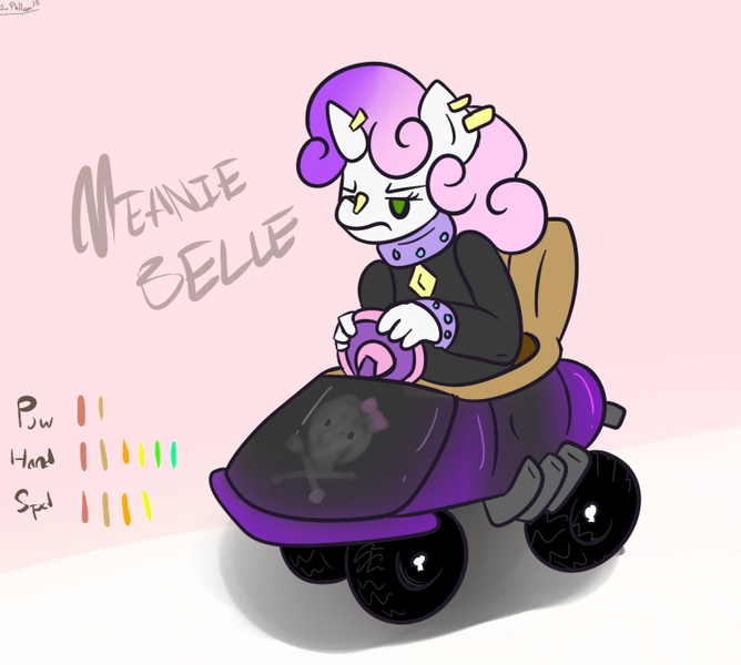 Size: 766x688 | Tagged: artist:phillnana, derpibooru import, mario kart, meaniebelle, parody, safe, sweetie belle, tumblr, tumblrpon