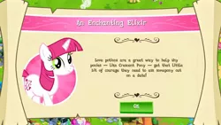 Size: 1136x640 | Tagged: safe, derpibooru import, lovestruck, pony, unicorn, female, gameloft, hilarious in hindsight, implied crescent pony, love potion, mare, meme origin