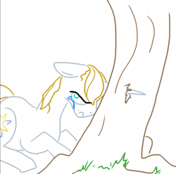 Size: 599x593 | Tagged: abuse, artist:the weaver, blueabuse, crying, derpibooru import, prince blueblood, safe, shel silverstein, simple background, solo, stuck, tree, white background