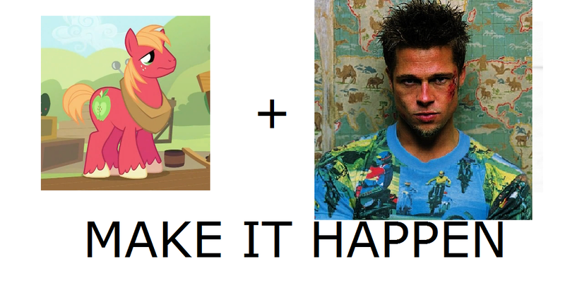 Size: 1105x578 | Tagged: grimdark, derpibooru import, big macintosh, earth pony, pony, blood, exploitable meme, fight club, make it happen, male, meme, meta, project discord, stallion, tyler durden