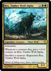Size: 375x523 | Tagged: artist:huussii, derpibooru import, king timber wolf, magic the gathering, safe, spike, timber wolf, trading card