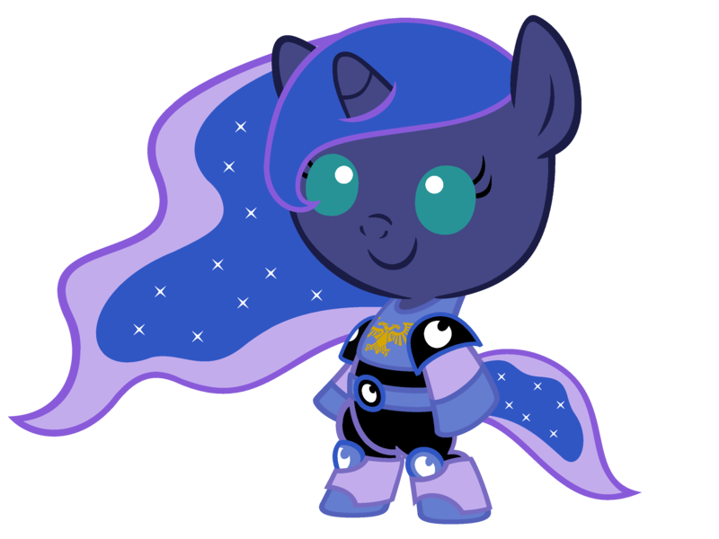 Size: 3200x2400 | Tagged: safe, artist:beavernator, derpibooru import, princess luna, pony, armor, baby, baby pony, bipedal, clothes, cosplay, costume, crossover, female, filly, foal, parody, simple background, solo, space marine, transparent background, vector, warhammer (game), warhammer 40k, woona, younger