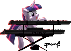 Size: 400x287 | Tagged: safe, artist:ponyrake, derpibooru import, twilight sparkle, pony, bipedal, cute, keyboard, musical instrument, open mouth, simple background, smiling, solo, synthesizer, transparent background