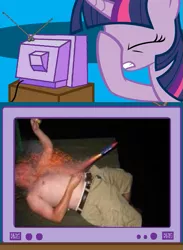 Size: 563x771 | Tagged: derpibooru import, epic fail, exploitable meme, facehoof, fail, fireworks, human, meme, obligatory pony, ouch, safety, semi-grimdark, tv meme, twilight sparkle