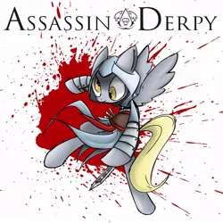 Size: 894x894 | Tagged: grimdark, artist:voids-edge, derpibooru import, derpy hooves, pegasus, pony, assassin's creed, blood, female, mare