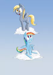 Size: 2480x3508 | Tagged: safe, artist:voids-edge, derpibooru import, derpy hooves, rainbow dash, pegasus, pony, cloud, female, mare