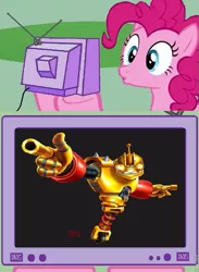 Size: 511x700 | Tagged: bouncer, crossover, derpibooru import, exploitable meme, meme, obligatory pony, pinkie pie, safe, skylanders, tv meme