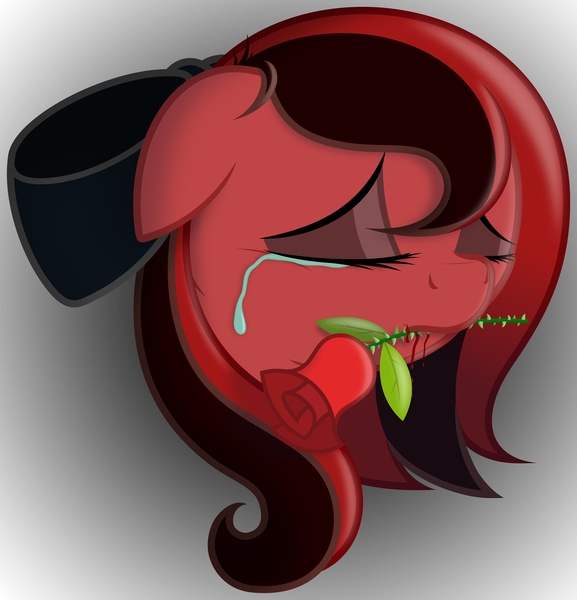 Size: 4808x5000 | Tagged: absurd resolution, artist:zutheskunk edits, blood, crying, derpibooru import, edit, flower, oc, rose, sad, semi-grimdark, thorns, unofficial characters only