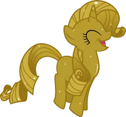 Size: 5000x4615 | Tagged: safe, artist:mrcbleck, derpibooru import, rarity, pony, unicorn, absurd resolution, eyes closed, happy, luster dust, luster dust-ified, open mouth, rarigold, simple background, solo, transparent background, vector