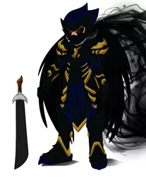 Size: 1200x1450 | Tagged: antagonist, armor, artist needed, barely pony related, dark, derpibooru import, falchion, fanfic art, fanfic:the lost element, mane, nonbeing, oc, scary, semi-grimdark, sword, unofficial characters only, weapon, wings