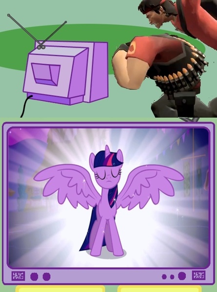 Size: 519x700 | Tagged: safe, derpibooru import, twilight sparkle, twilight sparkle (alicorn), alicorn, pony, magical mystery cure, alicorn drama, arin hanson, drama, egoraptor, exploitable meme, female, game grumps, heavy weapons guy, jontron, mare, meme, obligatory pony, scout, sonic '06, team fortress 2, tv meme