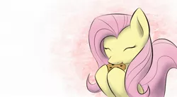 Size: 1960x1080 | Tagged: safe, artist:dshou, derpibooru import, fluttershy, pegasus, pony, cookie, eating, eyes closed, female, food, hoof hold, mare, solo, wallpaper