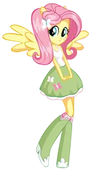 Size: 2800x5224 | Tagged: safe, artist:litingphires, derpibooru import, fluttershy, equestria girls, alternative cutie mark placement, boots, box art, clothes, eqg promo pose set, equestria girls plus, facial cutie mark, high heel boots, ponied up, pony ears, ponytail, shoes, simple background, skirt, socks, solo, tanktop, transparent background, vector, wings