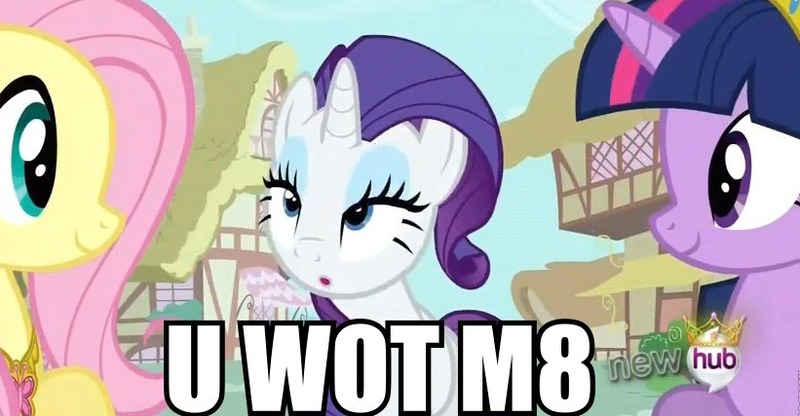 Size: 821x427 | Tagged: caption, derpibooru import, fluttershy, magical mystery cure, rarity, safe, screencap, twilight sparkle, u wot m8