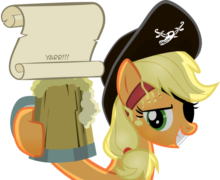 Size: 3818x3133 | Tagged: applejack, artist:jrrhack, bicorne, derpibooru import, hat, pirate, safe